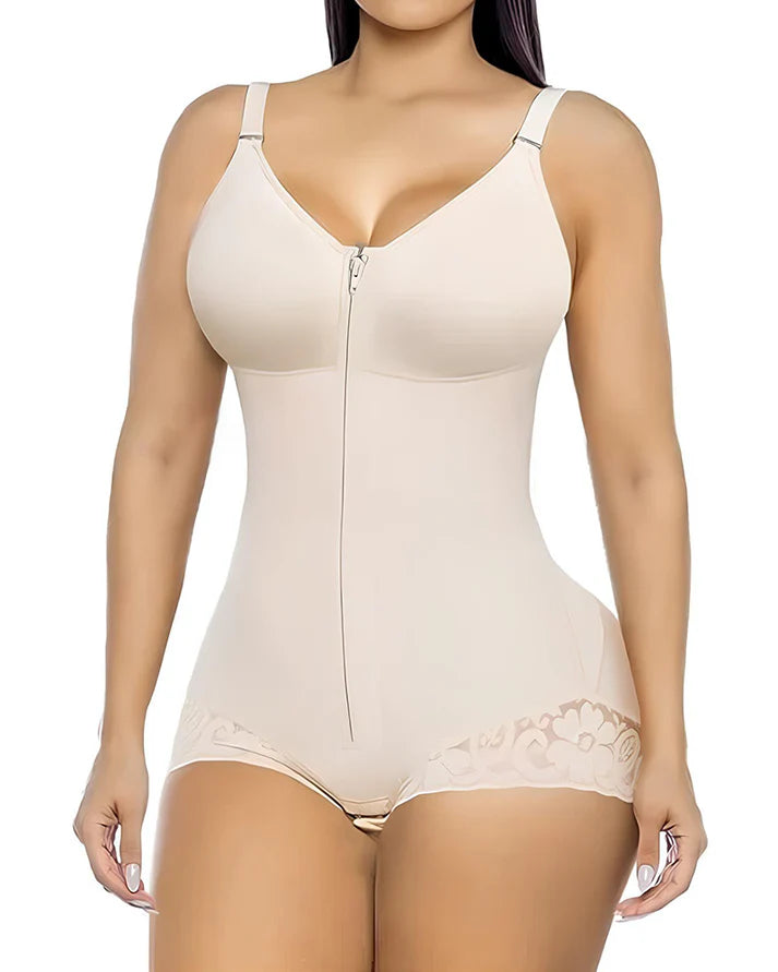 ✨ Zip & Sculpt Tummy Control Shapewear Bodysuit – High Compression Waist Slimming Body Shaper for Women