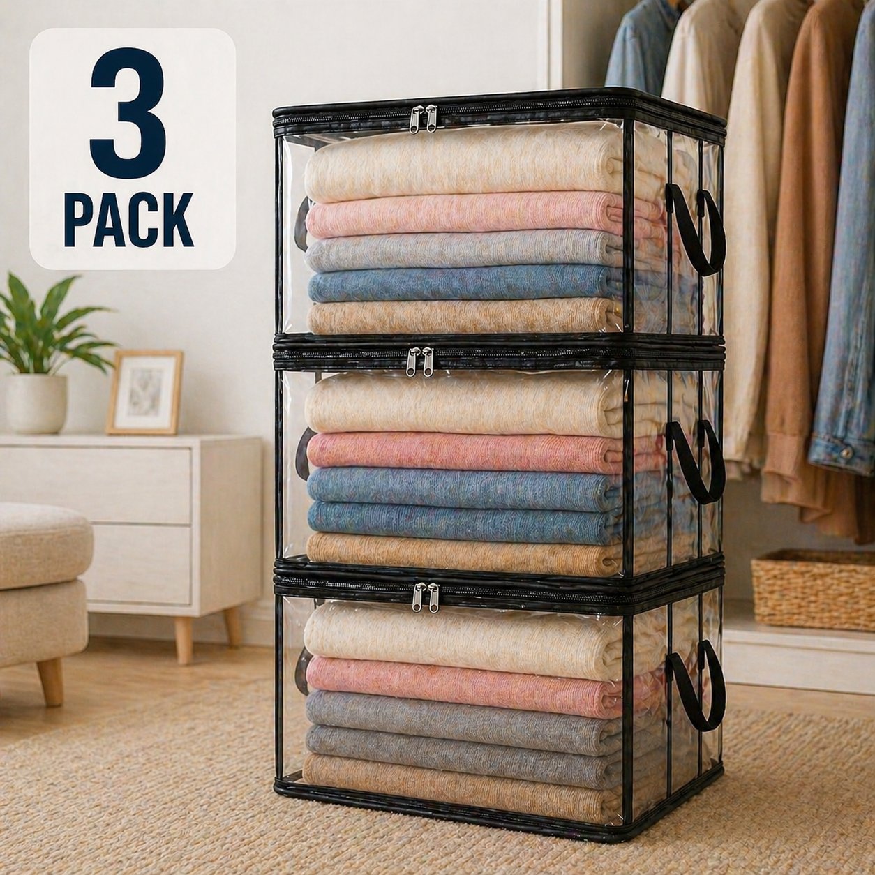 🎁LAST DAY 50% OFF ✨📦powerstep® Large Heavy-Duty Thick Plastic Clear Storage up