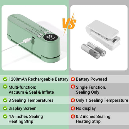 powerstep® 2026 new mini vacuum sealer | cordless 3-in-1 handheld vacuum | with digital display | sealing machine for dry & wet food