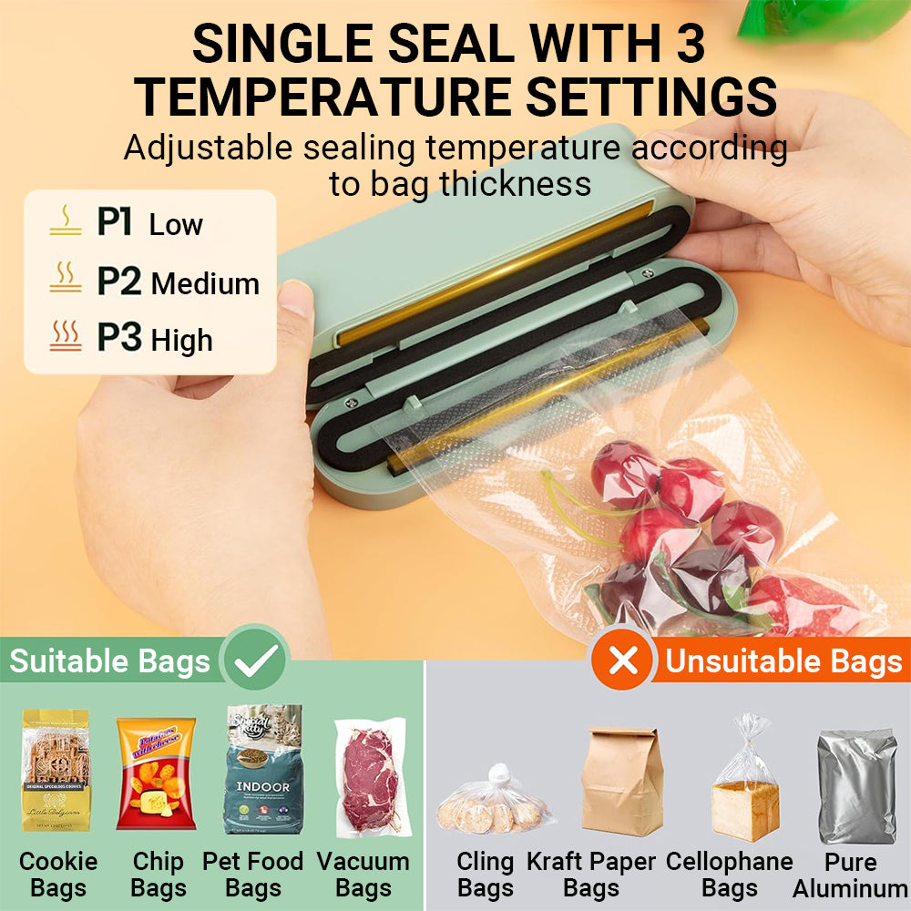 powerstep® 2026 new mini vacuum sealer | cordless 3-in-1 handheld vacuum | with digital display | sealing machine for dry & wet food