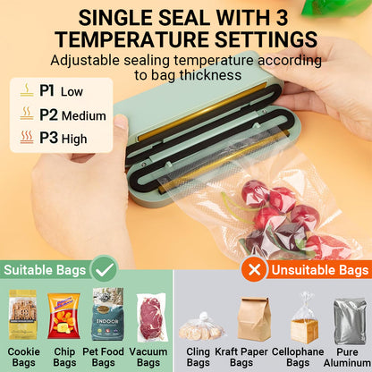 powerstep® 2026 new mini vacuum sealer | cordless 3-in-1 handheld vacuum | with digital display | sealing machine for dry & wet food