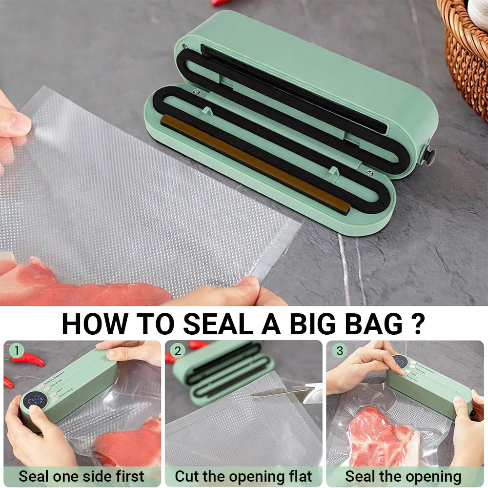powerstep® 2026 new mini vacuum sealer | cordless 3-in-1 handheld vacuum | with digital display | sealing machine for dry & wet food