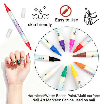 🎁LAST DAY 50% OFF ✨powerstep®  12 Colors Nail Art Pens – DIY 3D Markers for Drawing, Dotting & Manicure