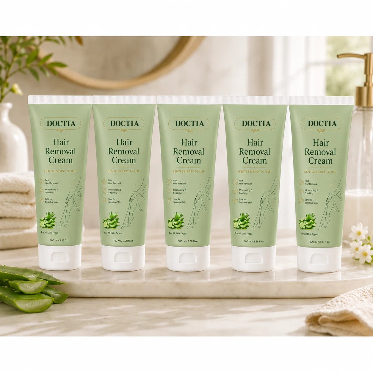 DOCTIA® Natural Gentle Hair Removal Cream | For Women & Men, Sensitive Skin