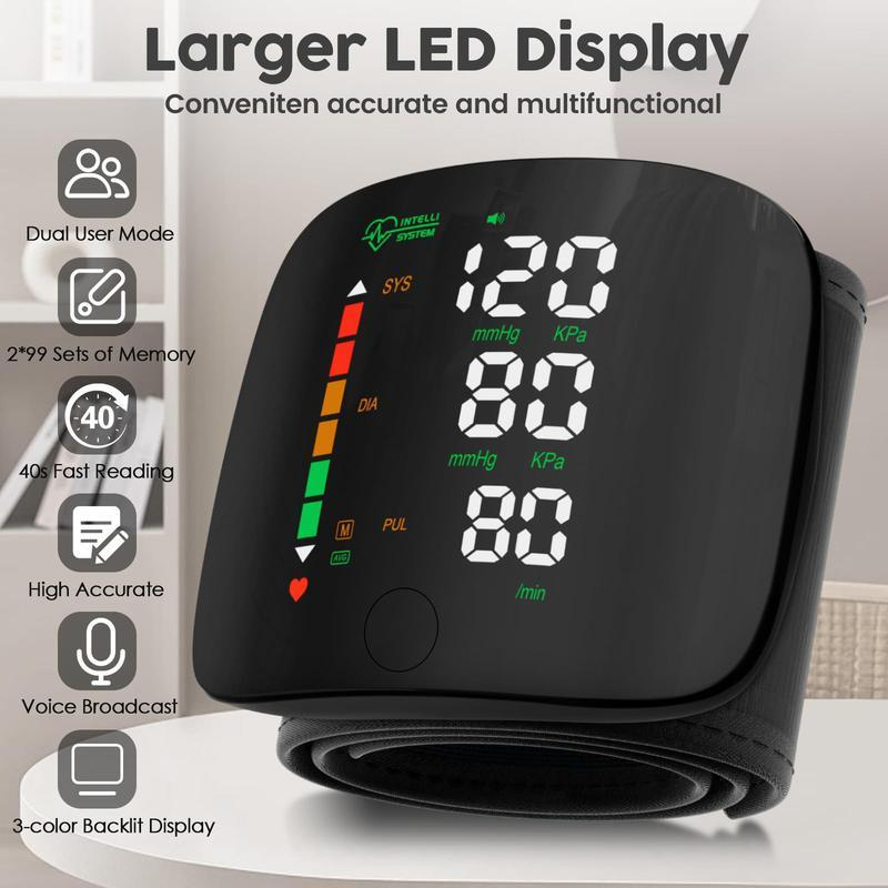powerstep®  Rechargeable Wrist Blood Pressure Monitor with LED Touch Screen, Voice Broadcast & 99x2 Memory — Accurate Home BP Tracking Made Simple