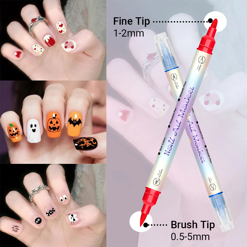 🎁LAST DAY 50% OFF ✨powerstep®  12 Colors Nail Art Pens – DIY 3D Markers for Drawing, Dotting & Manicure