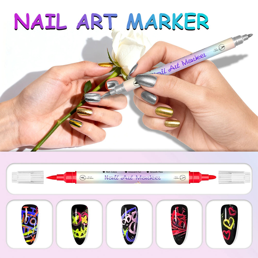 🎁LAST DAY 50% OFF ✨powerstep®  12 Colors Nail Art Pens – DIY 3D Markers for Drawing, Dotting & Manicure