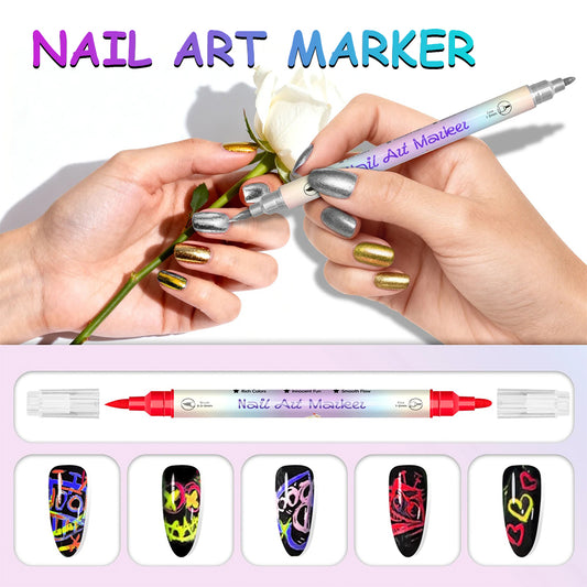 🎁LAST DAY 50% OFF ✨powerstep®  12 Colors Nail Art Pens – DIY 3D Markers for Drawing, Dotting & Manicure
