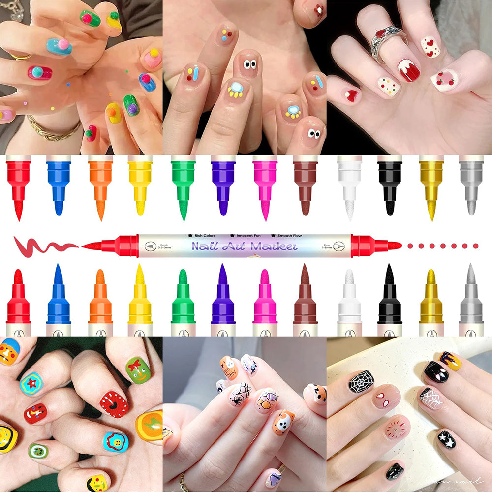 🎁LAST DAY 50% OFF ✨powerstep®  12 Colors Nail Art Pens – DIY 3D Markers for Drawing, Dotting & Manicure