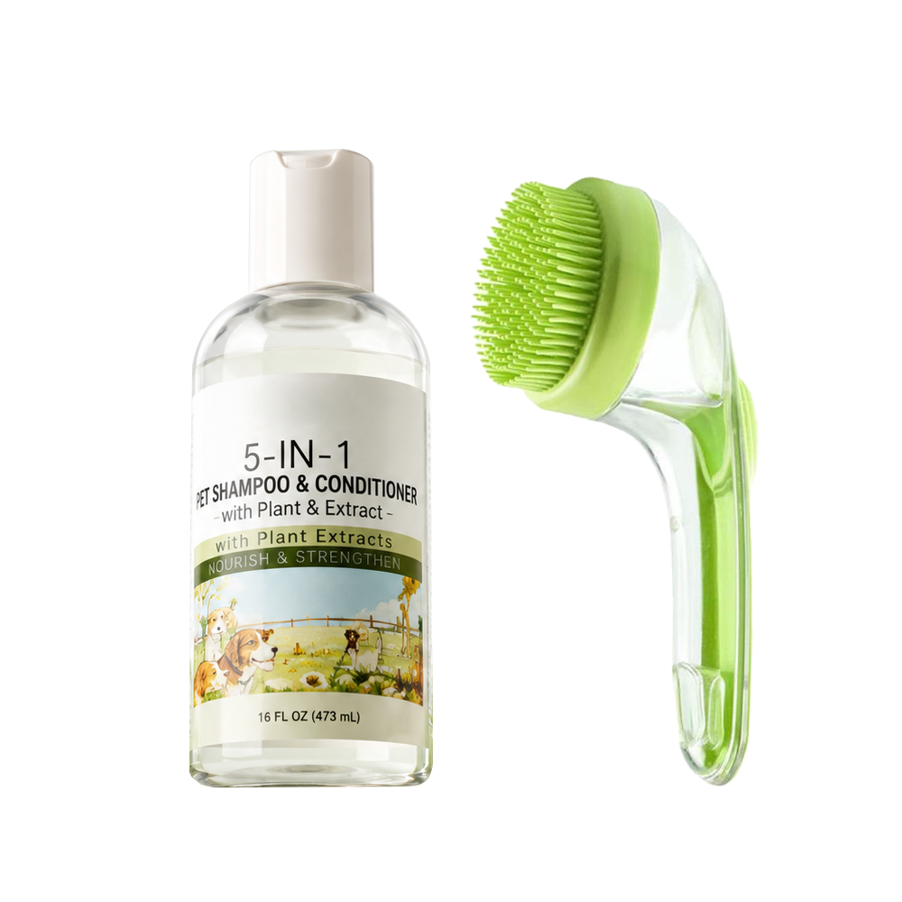 ✨ One-Press Pet Bath Brush with Built-In Soap Dispenser – Soft Silicone Bristles for Dogs & Cats