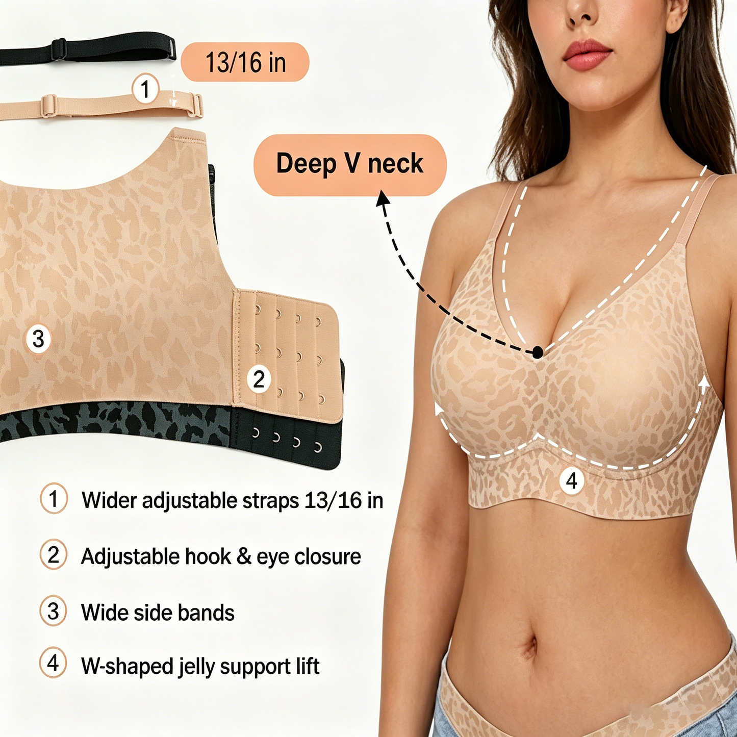 powerstep® Comfortable Wireless Full Coverage Jelly Smoothing Bra