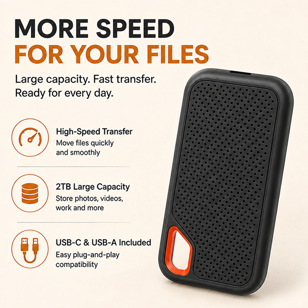 ⚡2TB Type-C Portable Mini SSD | High-Speed External Storage Drive for Laptop, Desktop & Smartphone