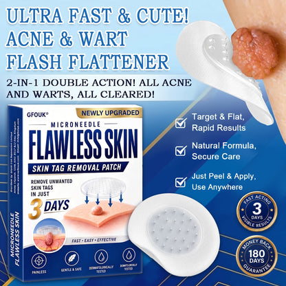 🎁 GFOUK® 2-in-1 Microneedle & Hydrocolloid Patch | Raised Moles,Acne, Flat Warts & Skin Tags Remover | Improves Wrinkles, Scars & Blemishes | Invisible Pimple Patches for Face & Body | 144 Count