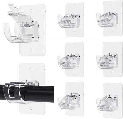 🏡 8PCS Transparent Adjustable Curtain Rod Brackets with Clips – Multipurpose Rod Holders for Home & Apartment ✨