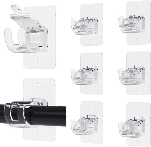 🏡 8PCS Transparent Adjustable Curtain Rod Brackets with Clips – Multipurpose Rod Holders for Home & Apartment ✨