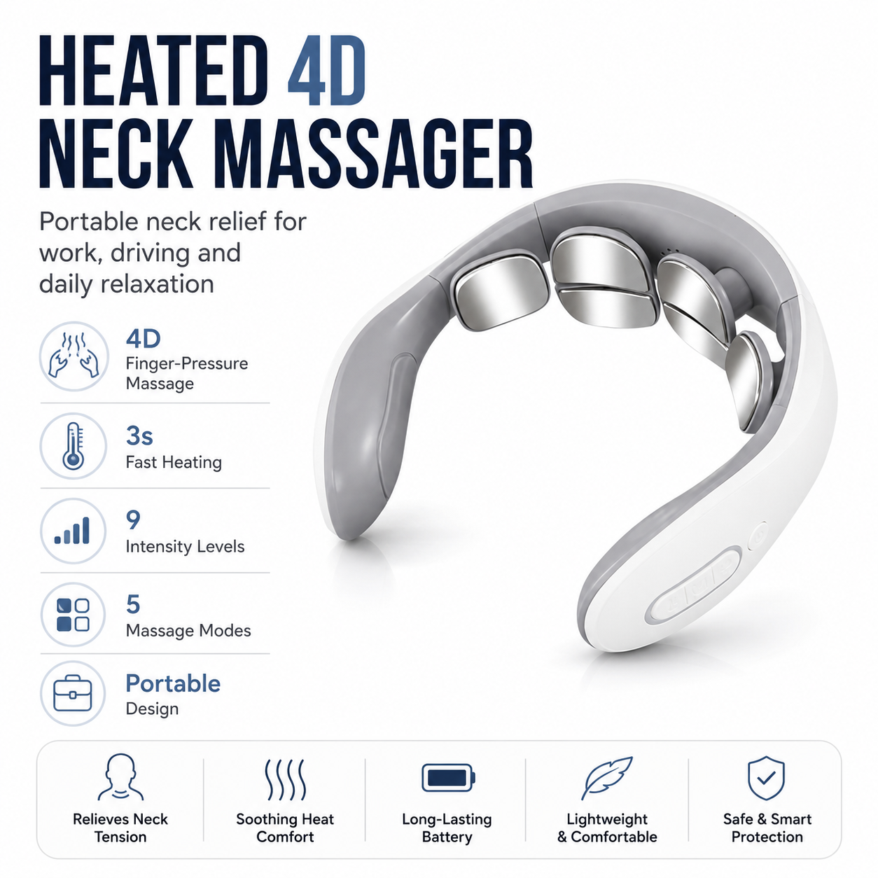 ⏰Last day Promotion 🔥Heated 4D Neck Massager / Portable 4D Neck Relaxer