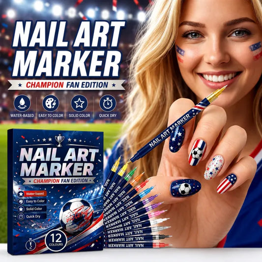 🗽IEY® 12 Colors Nail Art Pens for Soccer Fans – DIY Game Day Nail Design Set, Quick Dry & Easy to Use