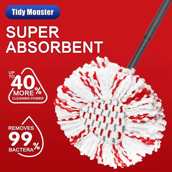 🔥3 Pack Spin Mop Heads with Scrubbing Pad - 2026 Upgraded 2-in-1 Mop Head for O-Cedar EasyWring 1-Tank System. Built-in Scrub Pads for Stuck-on-A01