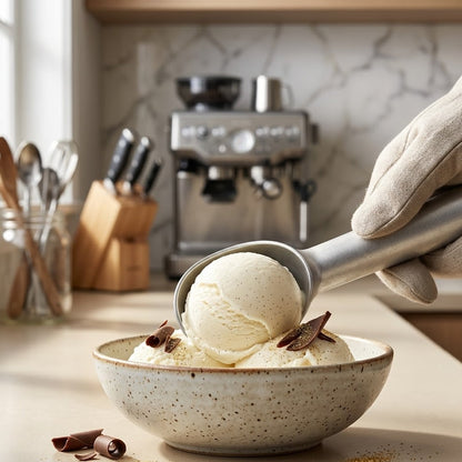 Budryla Heavy-Duty Metal Ice Cream Spoon - Solid One-Piece Construction with Comfort Handle - Professional Grade Non-Stick Scoop for Hard Ice Cream