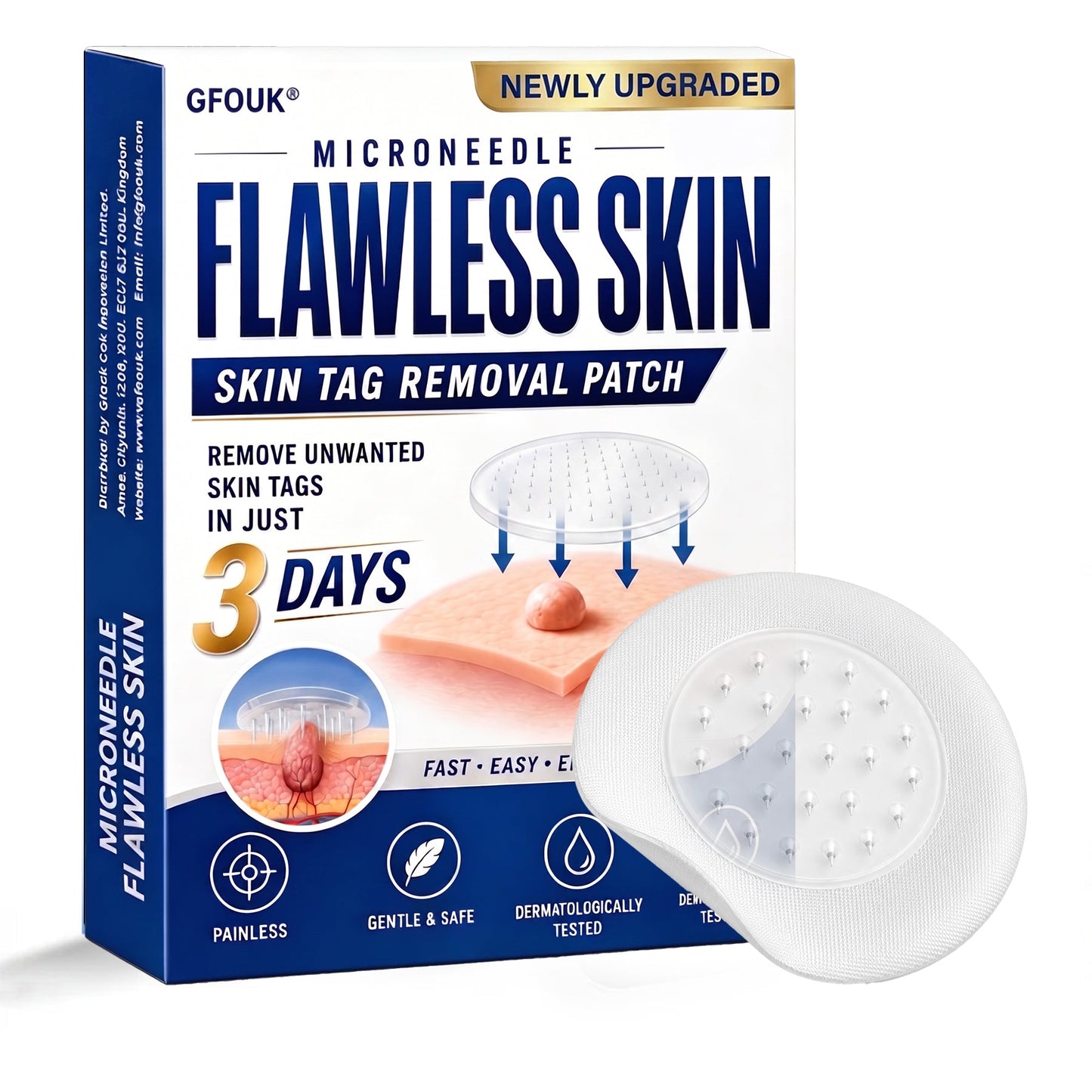 🎁 GFOUK® 2-in-1 Microneedle & Hydrocolloid Patch | Raised Moles,Acne, Flat Warts & Skin Tags Remover | Improves Wrinkles, Scars & Blemishes | Invisible Pimple Patches for Face & Body | 144 Count