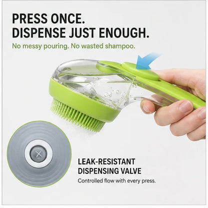 ✨ One-Press Pet Bath Brush with Built-In Soap Dispenser – Soft Silicone Bristles for Dogs & Cats ❤️