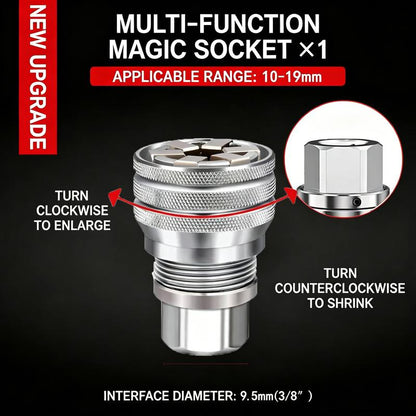 🗽Multi-Function Universal Socket Wrench Tool - Universal Maintenance Tool, Adjustable Universal Socket Wrench, Universal Socket Tool for 3/8\" Drive Ratchet Torque Wrench & Power Drill