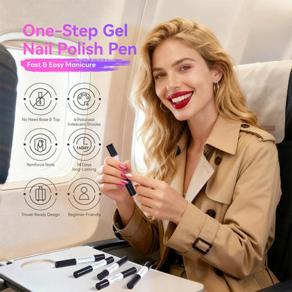 ✨ POWERSTEP 5-in-1 Aurora Gel Nail Polish Pen Set – Base, Color, Builder & Top Coat in One