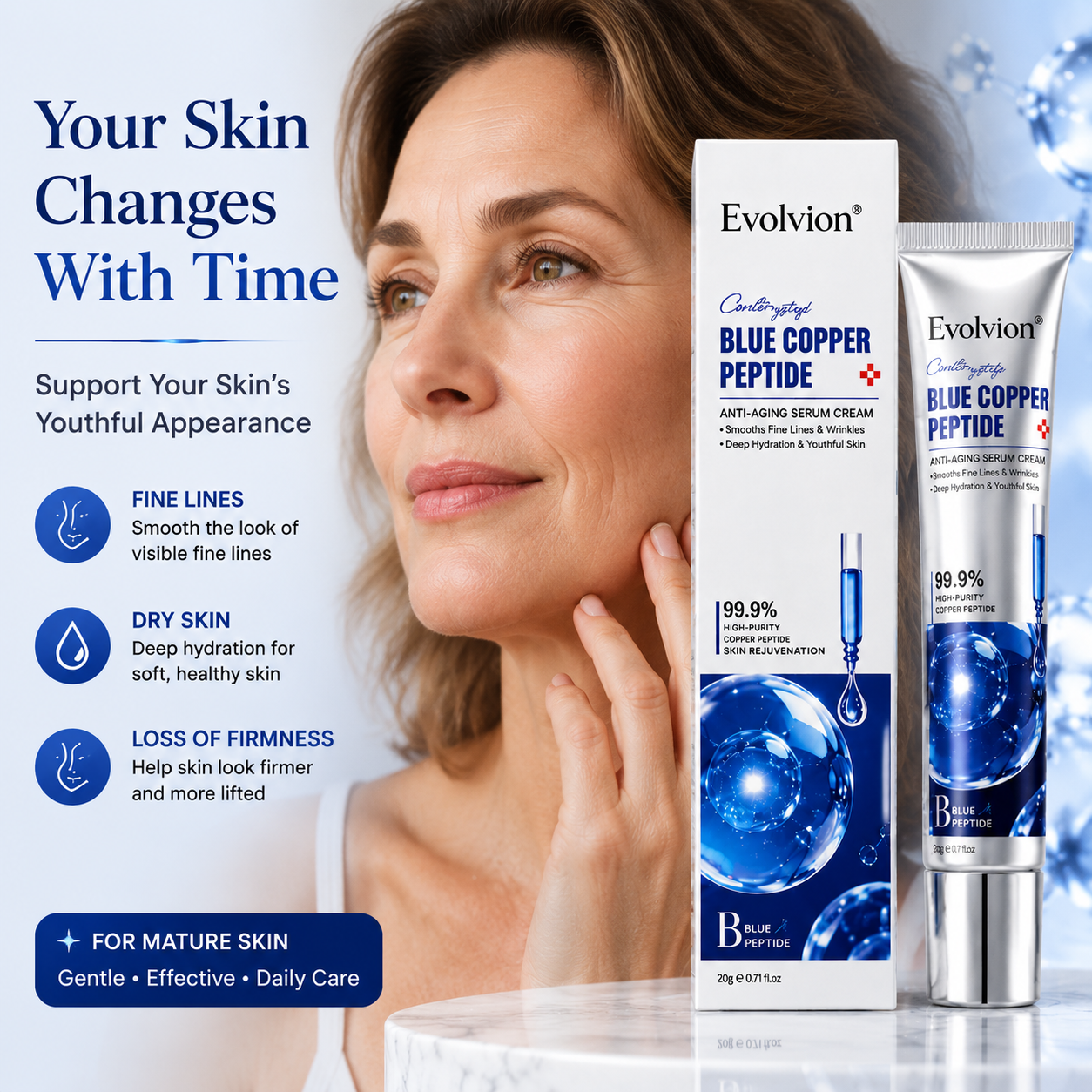 ✨ Evolvion® Blue Copper Peptide Anti-Aging Cream 💧 for Youthful-Looking, Firm Skin ✨