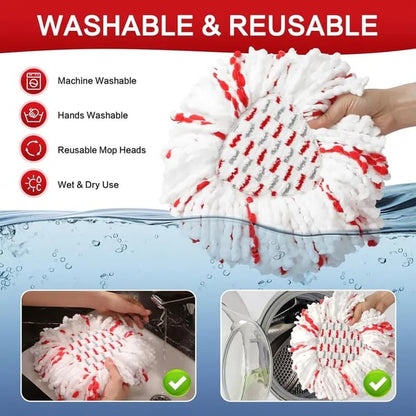 🔥3 Pack Spin Mop Heads with Scrubbing Pad - 2026 Upgraded 2-in-1 Mop Head for O-Cedar EasyWring 1-Tank System. Built-in Scrub Pads for Stuck-on-A01