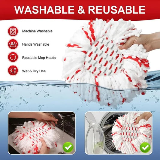 🔥3 Pack Spin Mop Heads with Scrubbing Pad - 2026 Upgraded 2-in-1 Mop Head for O-Cedar EasyWring 1-Tank System. Built-in Scrub Pads for Stuck-on-A01
