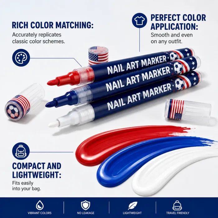 🗽IEY® 12 Colors Nail Art Pens for Soccer Fans – DIY Game Day Nail Design Set, Quick Dry & Easy to Use