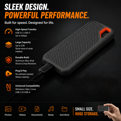 ⚡2TB Type-C Portable Mini SSD | High-Speed External Storage Drive for Laptop, Desktop & Smartphone