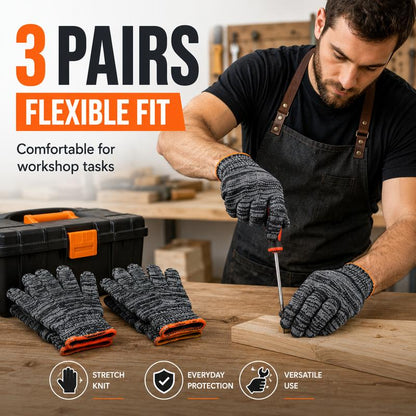 🗽Unisex gardening gloves; versatile work gloves with strong grip, made of stretchy, breathable knit fabric; suitable for gardening, DIY, household chores, and workshop tasks