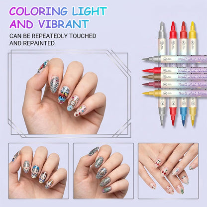 🎁LAST DAY 50% OFF ✨powerstep®  12 Colors Nail Art Pens – DIY 3D Markers for Drawing, Dotting & Manicure