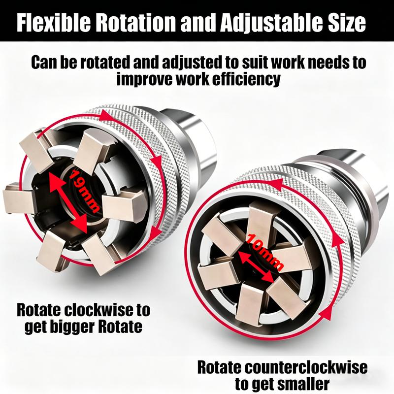 🗽Multi-Function Universal Socket Wrench Tool - Universal Maintenance Tool, Adjustable Universal Socket Wrench, Universal Socket Tool for 3/8\" Drive Ratchet Torque Wrench & Power Drill