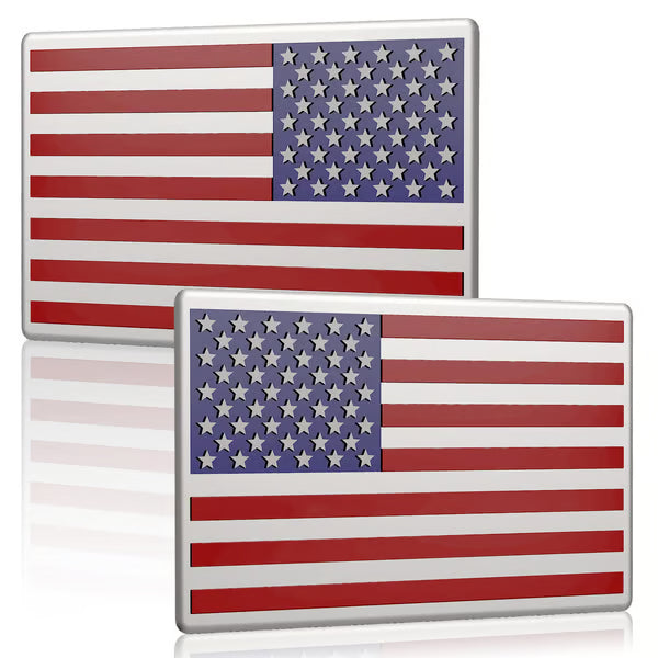 Powerstep® 3D American Flag Emblem Decal - Aluminum Alloy Material (Not Plastic)