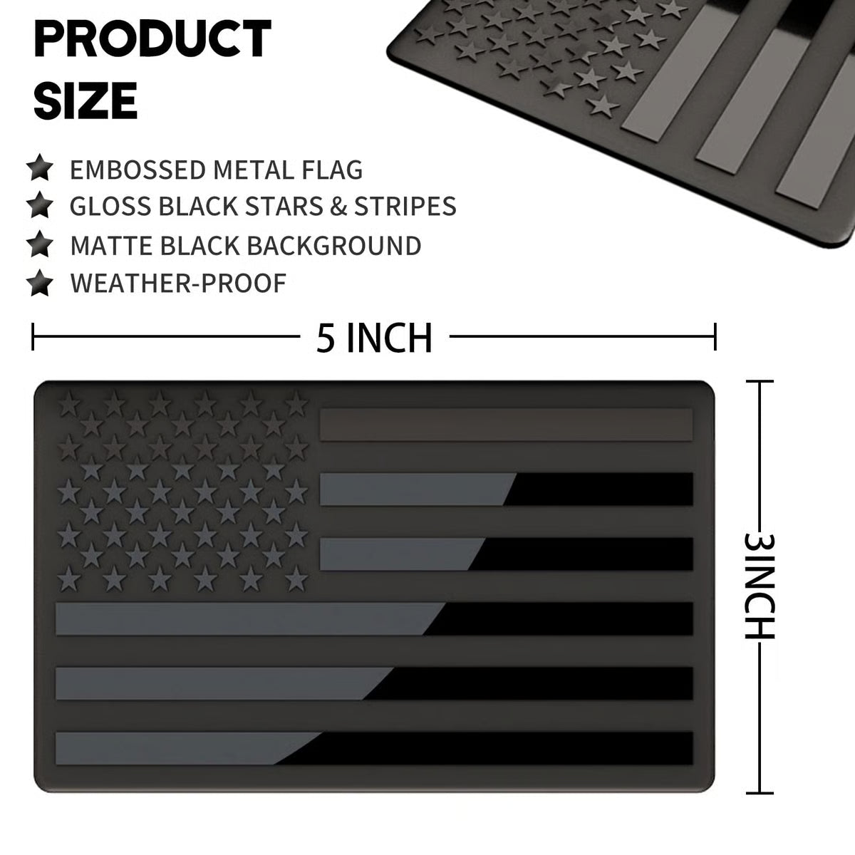 Powerstep® 3D American Flag Emblem Decal - Aluminum Alloy Material (Not Plastic)