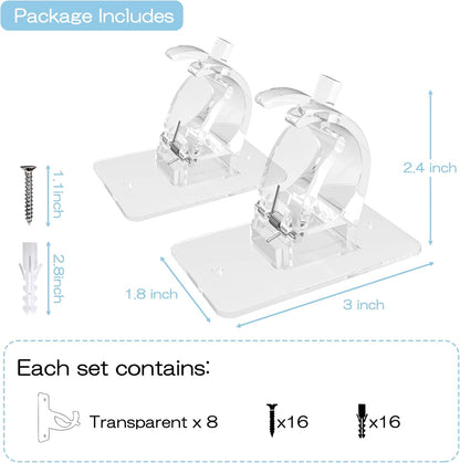 🏡 8PCS Transparent Adjustable Curtain Rod Brackets with Clips – Multipurpose Rod Holders for Home & Apartment ✨