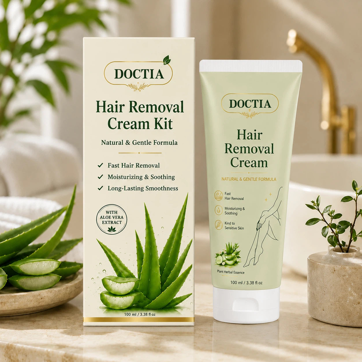 DOCTIA® Natural Gentle Hair Removal Cream | For Women & Men, Sensitive Skin