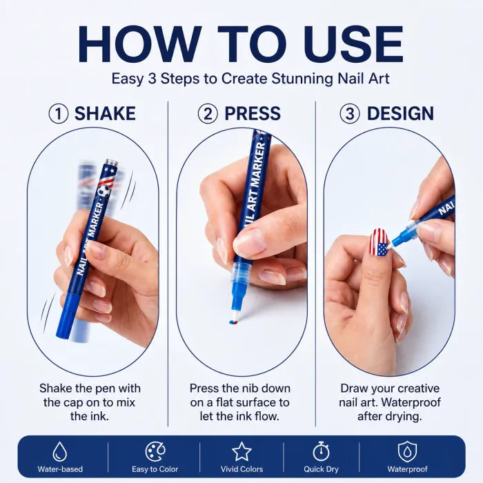 🗽IEY® 12 Colors Nail Art Pens for Soccer Fans – DIY Game Day Nail Design Set, Quick Dry & Easy to Use