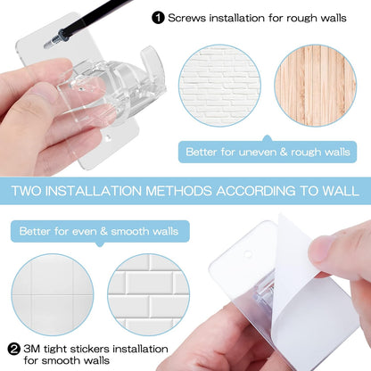 🏡 8PCS Transparent Adjustable Curtain Rod Brackets with Clips – Multipurpose Rod Holders for Home & Apartment ✨