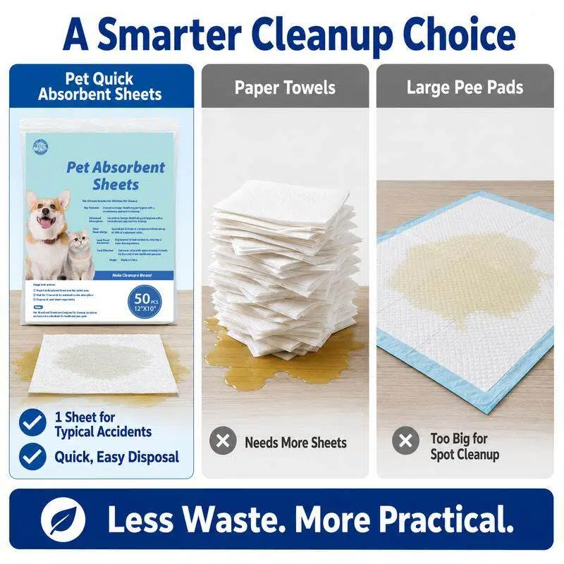 🗽Pet Absorbent Sheets, Emergency Dog Urine Cleanup Sheets for Hardwood Floors, Fast Liquid Lock & Odor Control