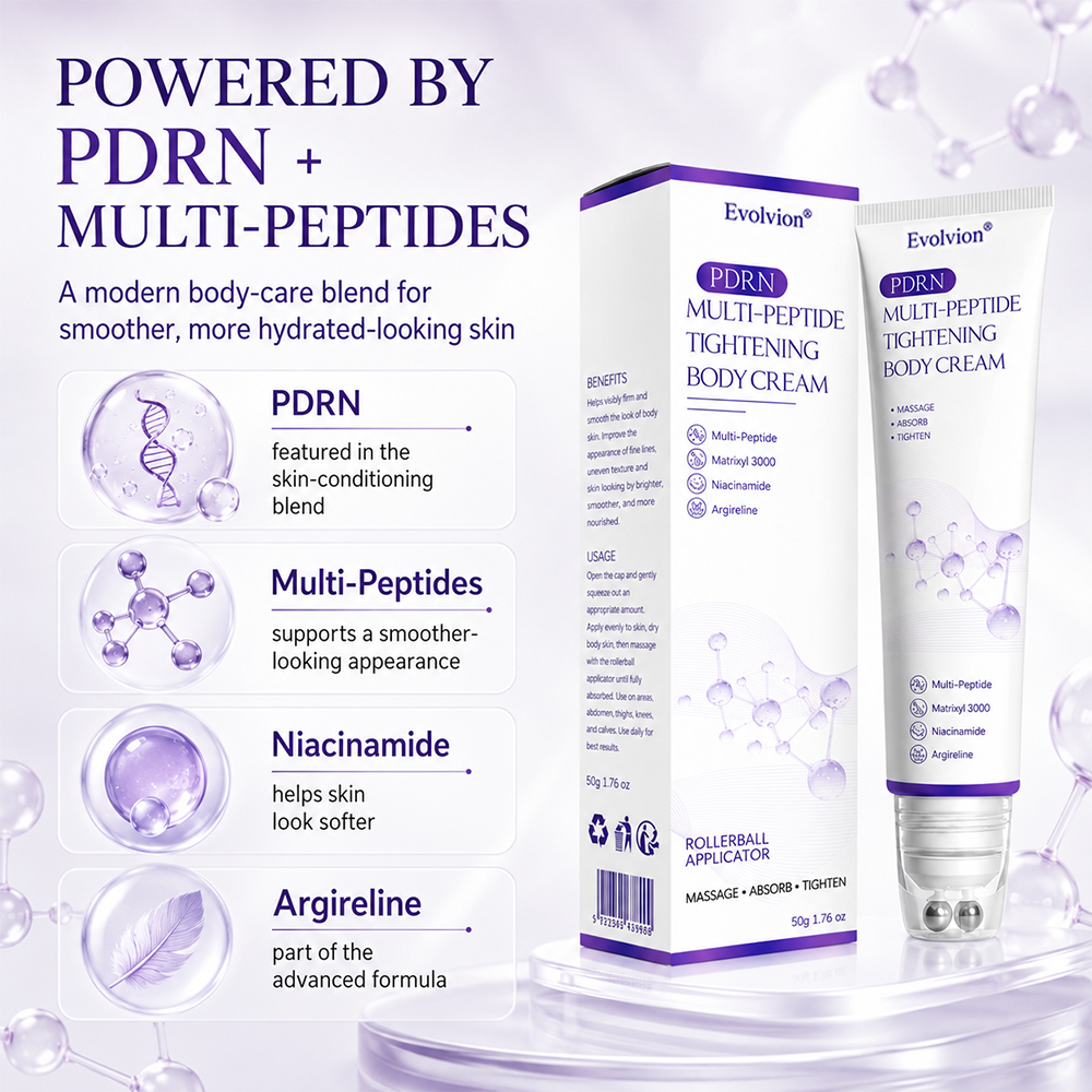 Evolvion® PDRN Multi-Peptide Massaging Body Roller Cream- Anti-aging, Hydrating, Skin Firming & Lifting, Skin Repair, Even Tone, Acne and Dark Spot Treatment, Wart and Mole Removal, and Psoriasis Relief⭐