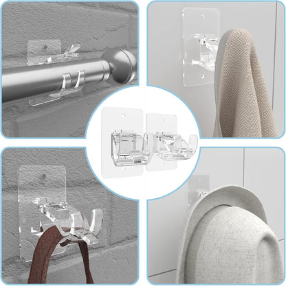 🏡 8PCS Transparent Adjustable Curtain Rod Brackets with Clips – Multipurpose Rod Holders for Home & Apartment ✨