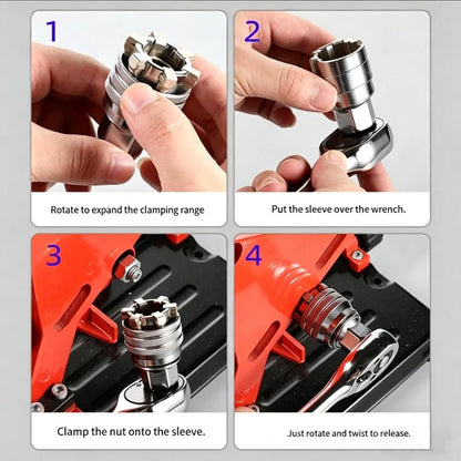 🗽Multi-Function Universal Socket Wrench Tool - Universal Maintenance Tool, Adjustable Universal Socket Wrench, Universal Socket Tool for 3/8\" Drive Ratchet Torque Wrench & Power Drill
