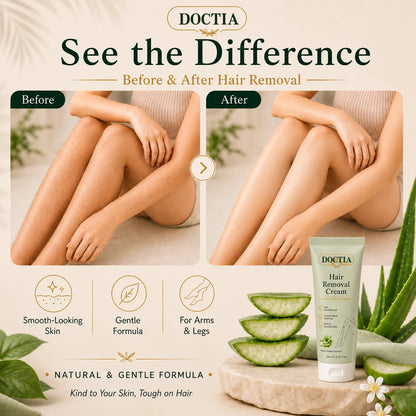 DOCTIA® Natural Gentle Hair Removal Cream | For Women & Men, Sensitive Skin