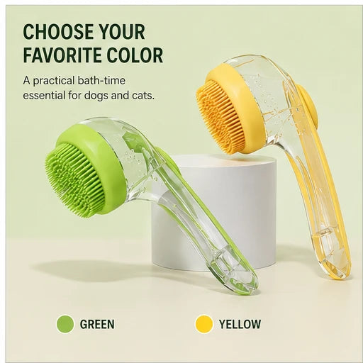 ✨ One-Press Pet Bath Brush with Built-In Soap Dispenser – Soft Silicone Bristles for Dogs & Cats ❤️