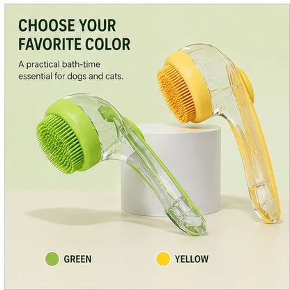 ✨ One-Press Pet Bath Brush with Built-In Soap Dispenser – Soft Silicone Bristles for Dogs & Cats ❤️