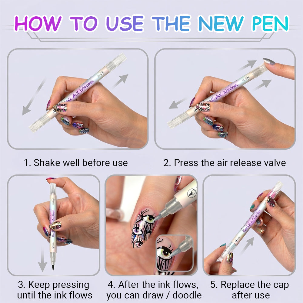 🎁LAST DAY 50% OFF ✨powerstep®  12 Colors Nail Art Pens – DIY 3D Markers for Drawing, Dotting & Manicure