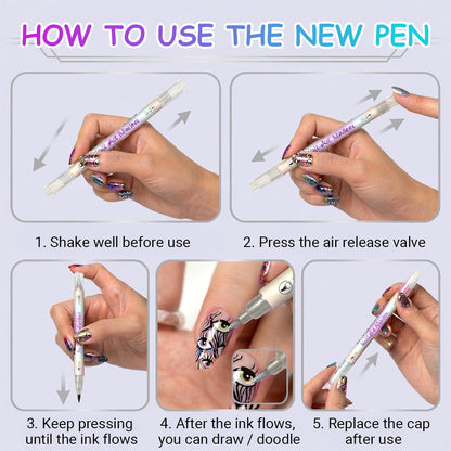 🎁LAST DAY 50% OFF ✨powerstep®  12 Colors Nail Art Pens – DIY 3D Markers for Drawing, Dotting & Manicure